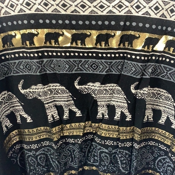 Foreign Exchange Black/Gold/White Elephant Crop Top Sz S, Cotton - Picture 4 of 4